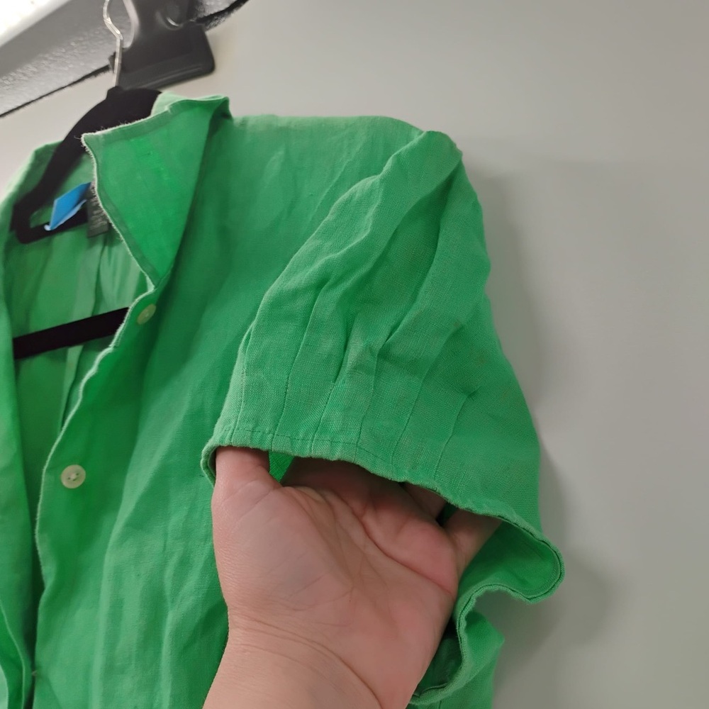 Ralph Lauren 100%  Linen Dress Kelly Green button down dress button down shirt